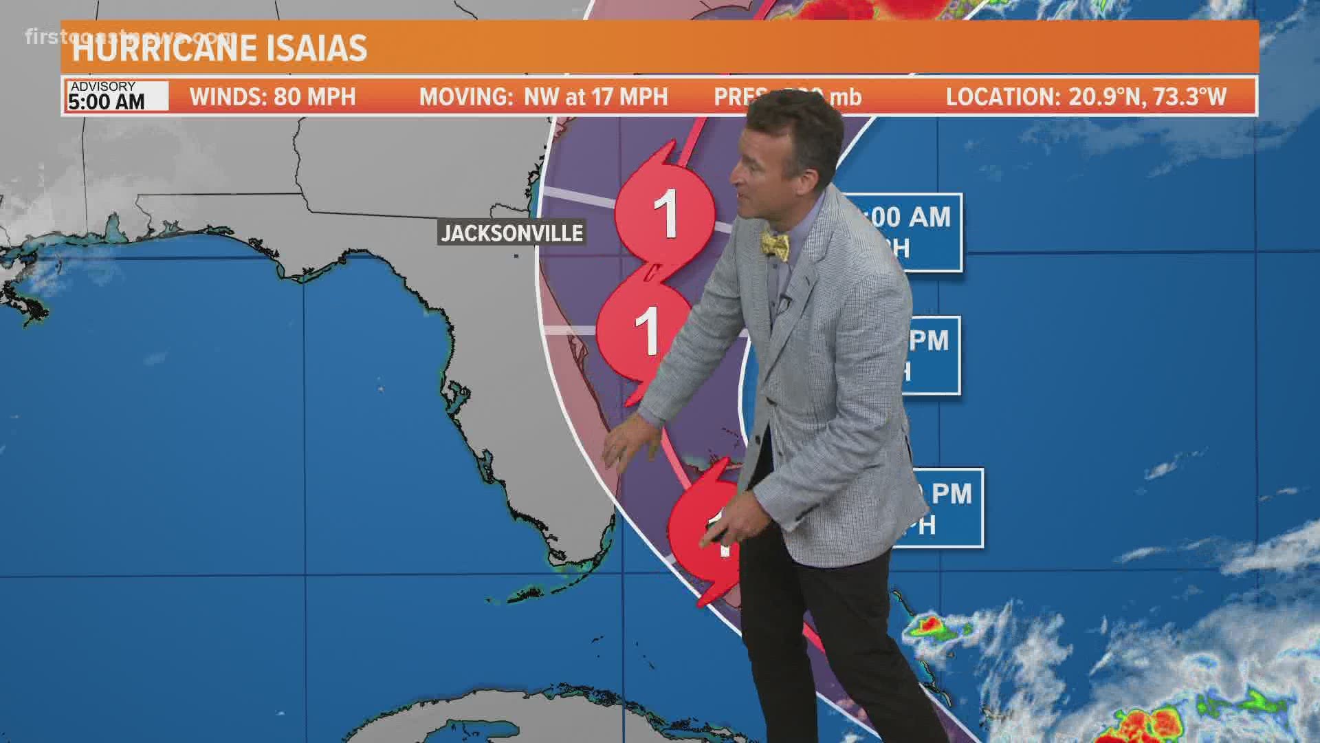 There will be some local impacts come Sunday as Isaías is expect to pass just offshore of the First Coast.