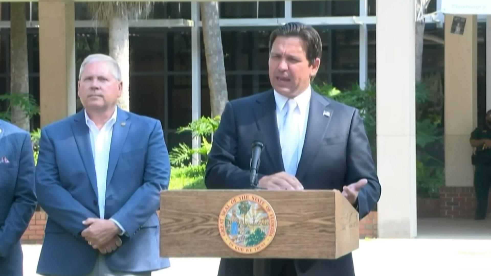 Gov. Ron DeSantis addressed the media in Gainesville Wednesday.