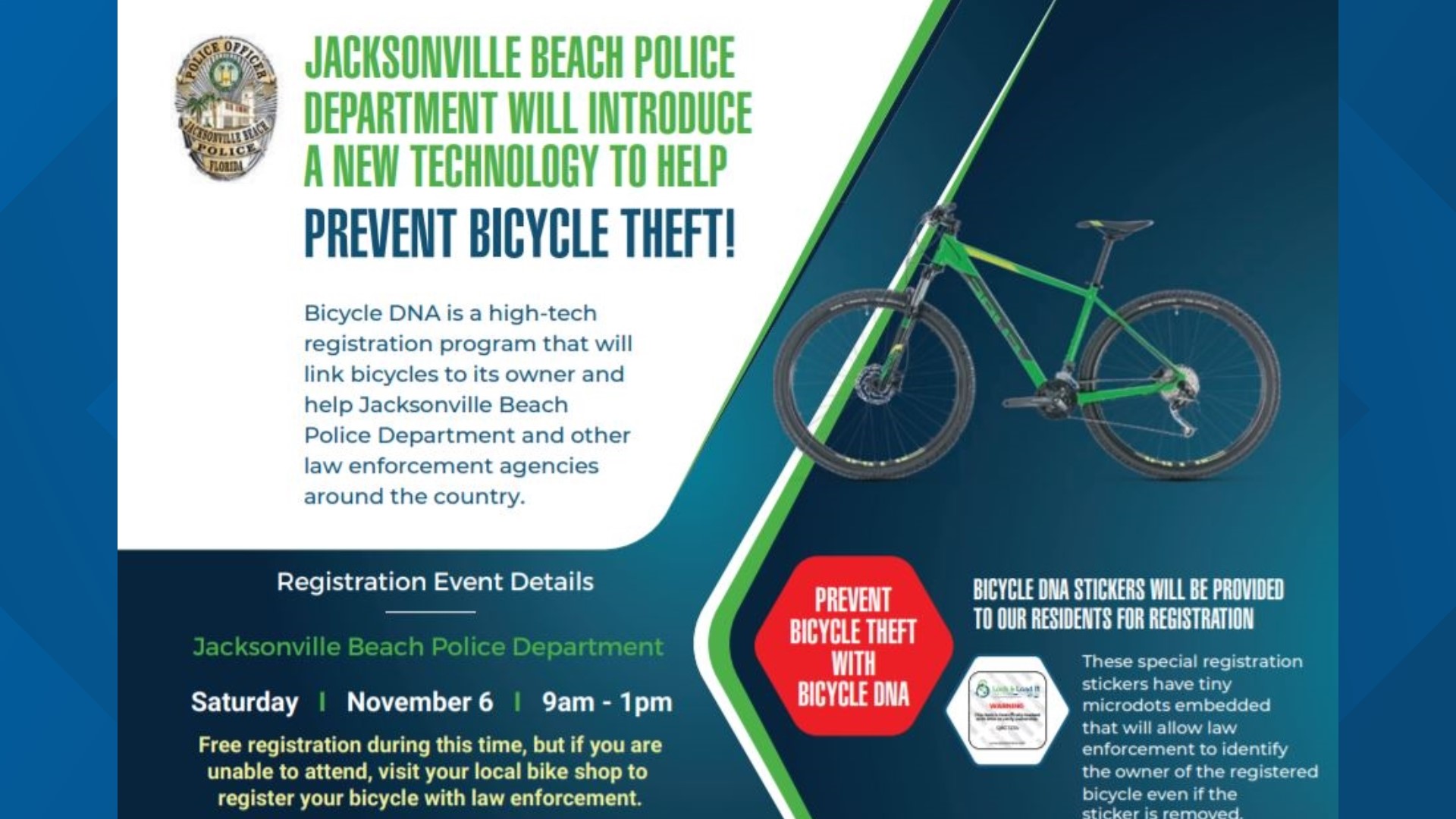 Jacksonville Beach hosting event to register bikes with database