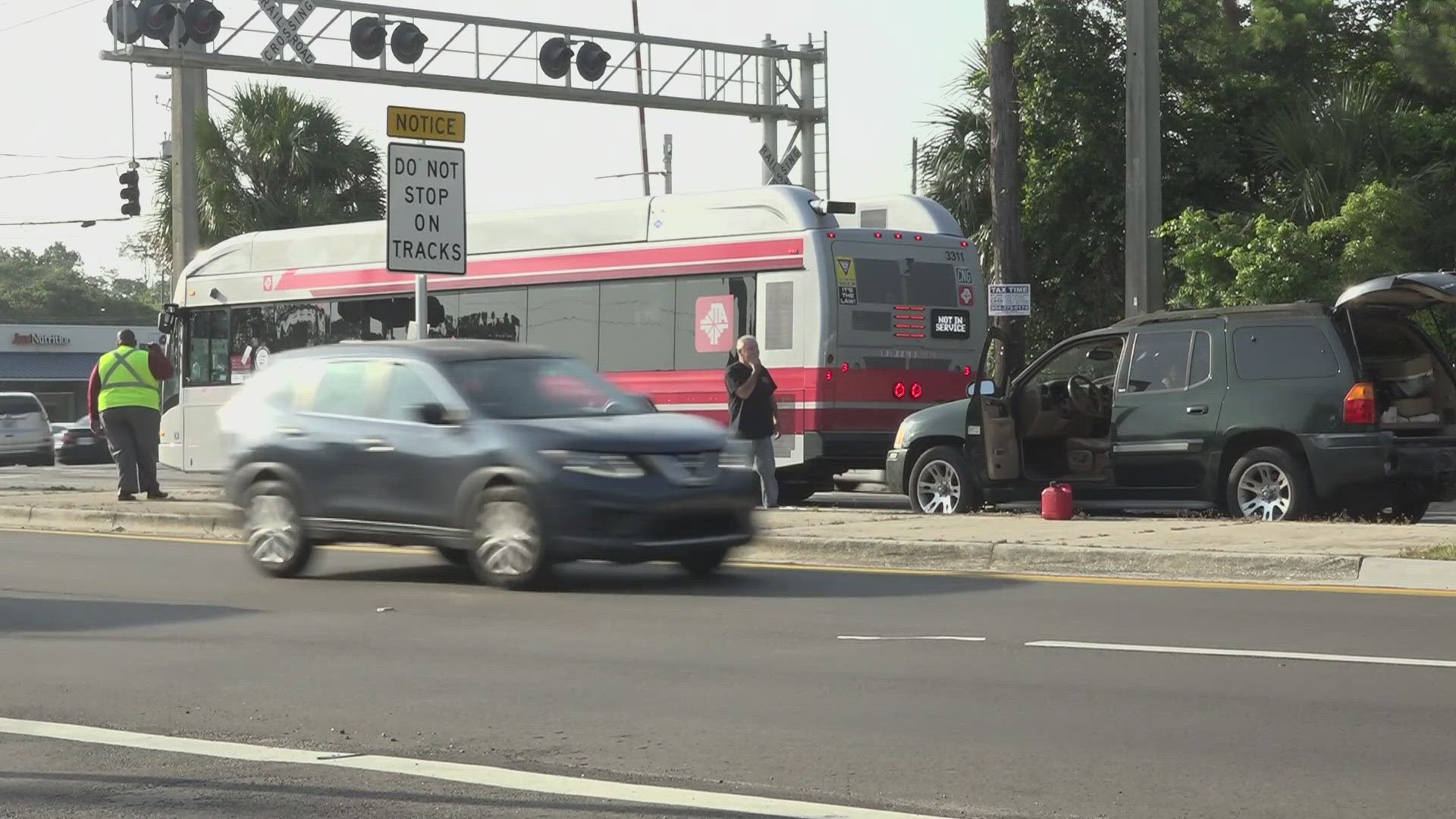 The crash happened Thursday morning just before the railroad tracks on Timuquana Road where it intersects Roosevelt Boulevard.