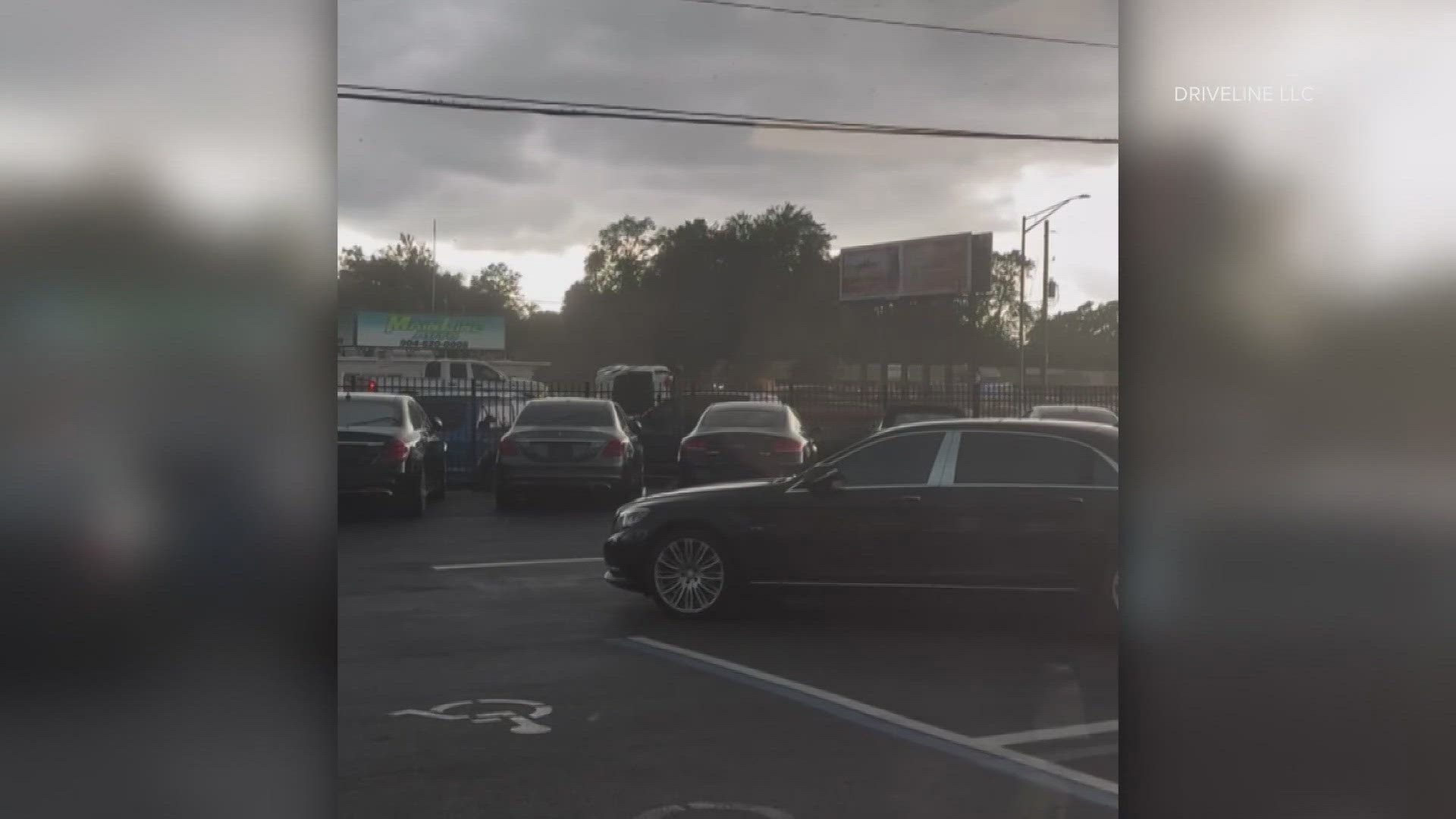 Videos show the roof of a strip mall getting ripped off and a car being flipped by the severe storms.