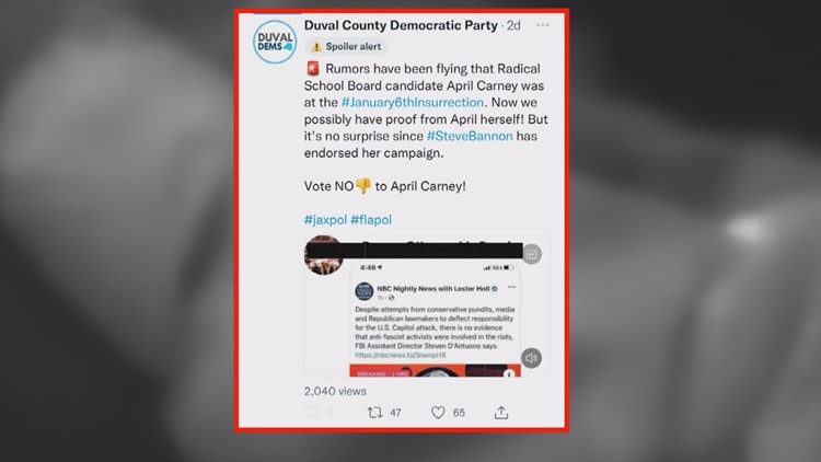 Jan. 6 insurrection focus of political ad targeting Duval County School Board candidate