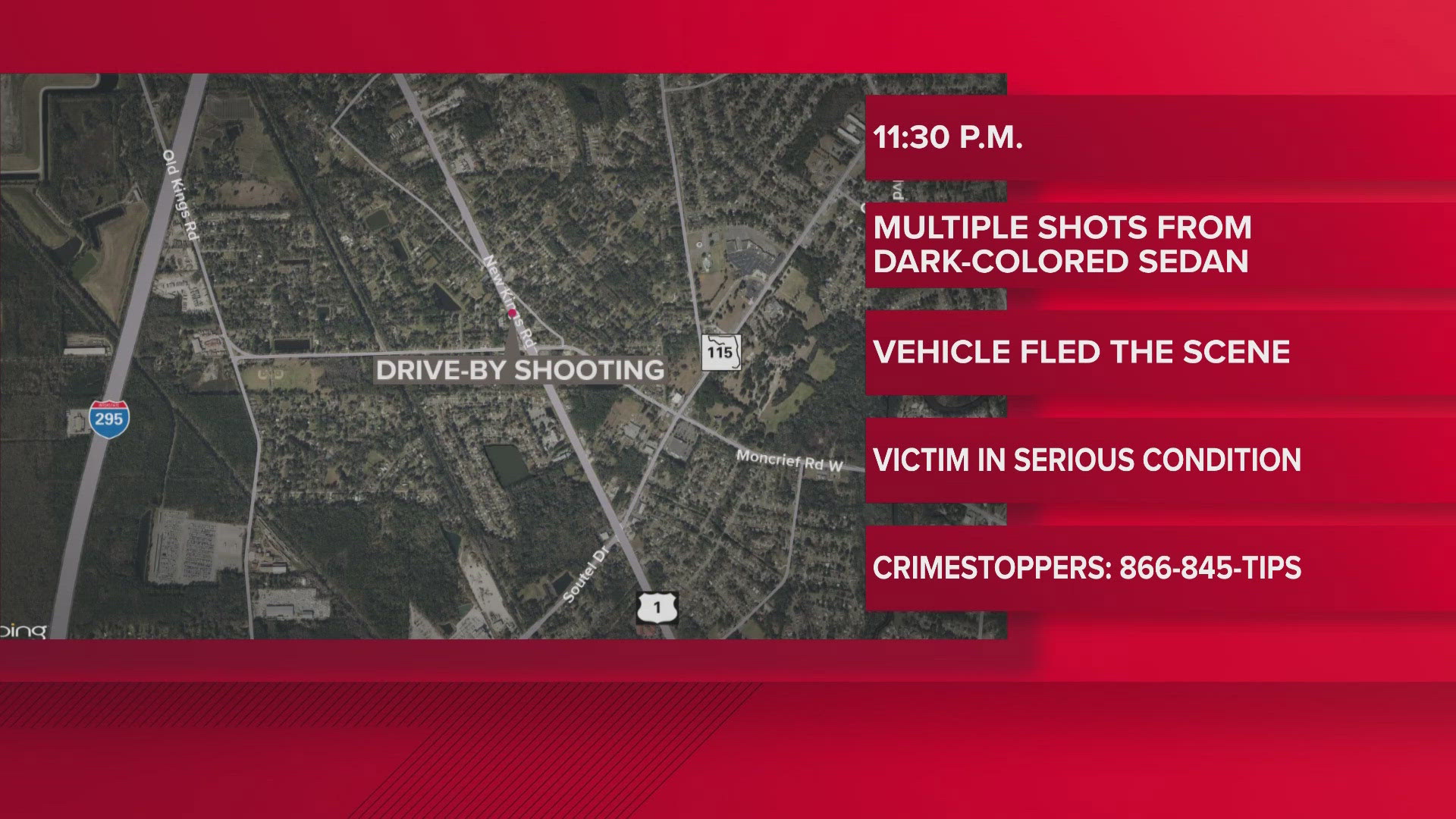 The Jacksonville Sheriff's Office says a dark-colored sedan approached the man, then several gunshots were fired at him.