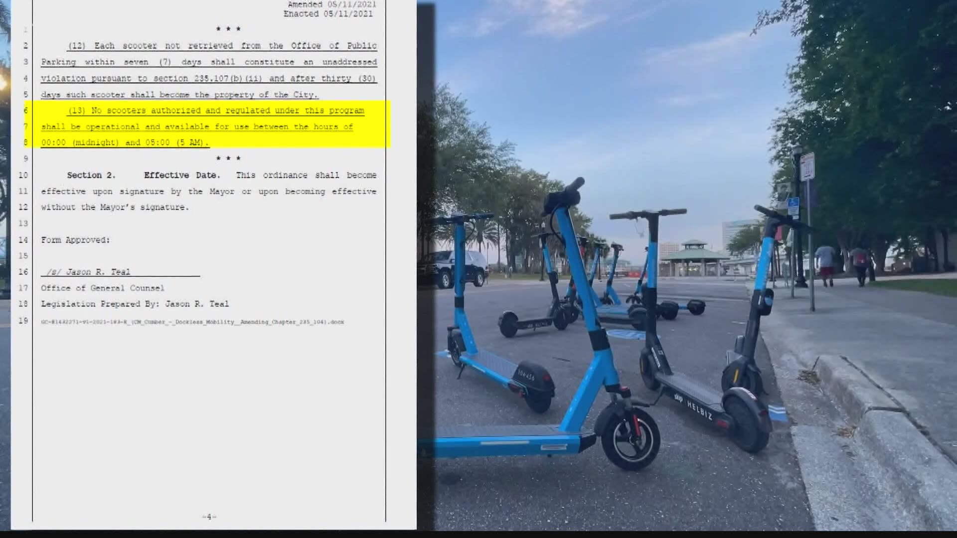 Curfew starts for scooters in Downtown Jacksonville