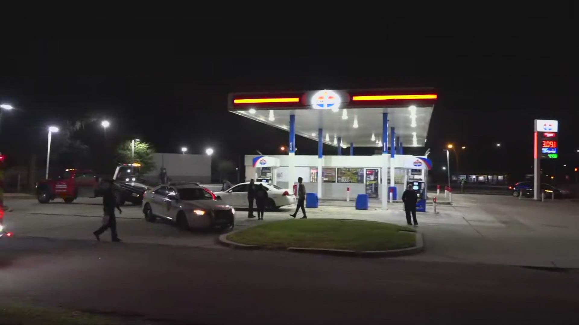 Two people were shot Sunday at Amaco gas station in the 900 block of Arlington Road. One is described as having life-threatening injuries.