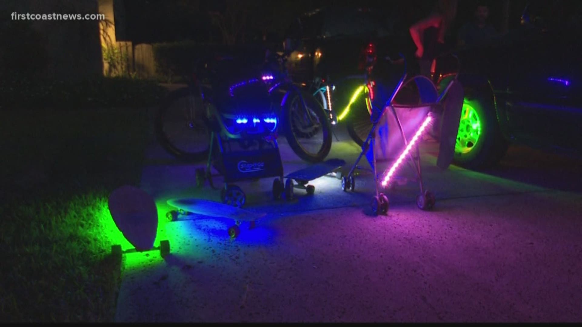 An Atlantic Beach entrepreneur, Chad Sandiford, is selling custom-made lights that can increase visibility at night this Halloween.