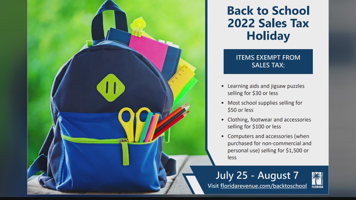 Florida's Back to School sales tax holiday starts July 25