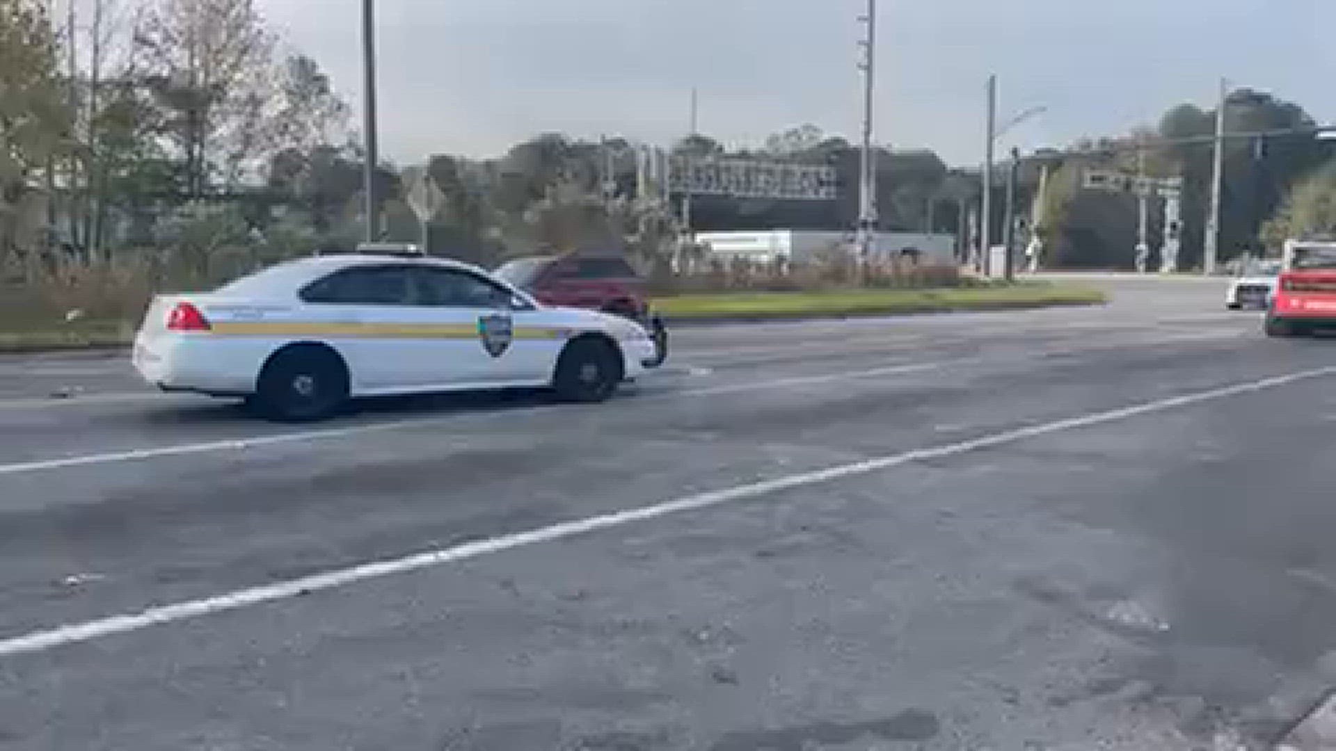 The westbound lane of Beaver Street in Jacksonville is closed Thursday morning due to an "overturned semi-truck," according to the Jacksonville Sheriff's Office.
Credit: Tristan Hardy