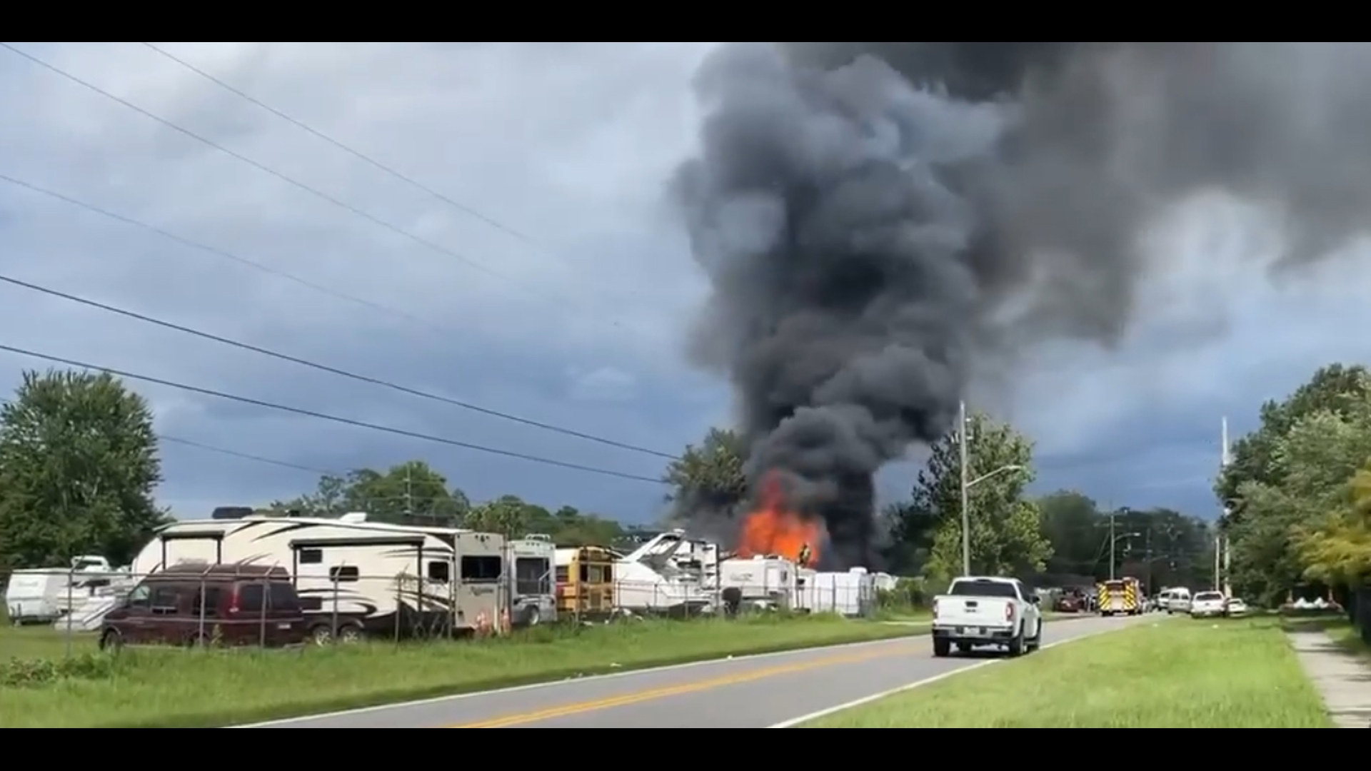 A large plume of fire can be seen erupting from the building in this video submitted by FCN viewer Henry Goodbread.