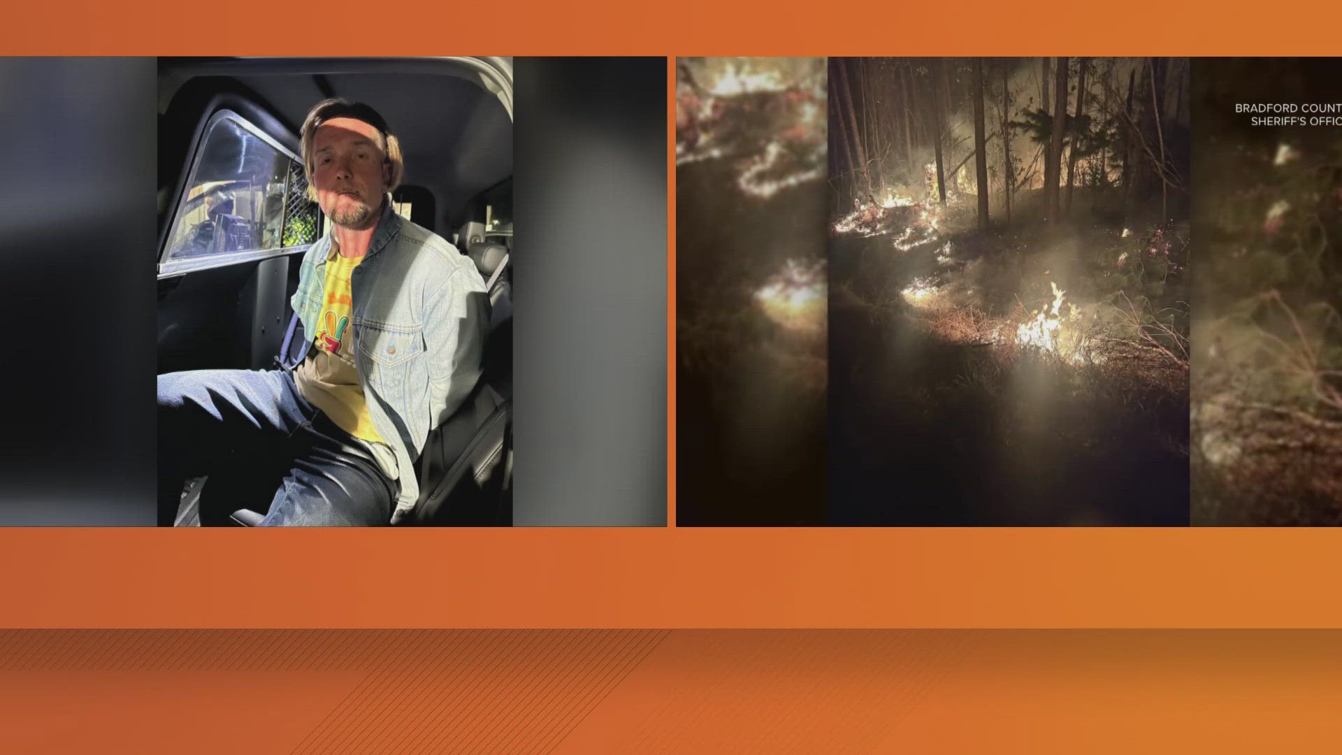John Rabe, 37, was arrested Thursday night on a warrant and is charged with "Willful/Reckless Burning of Lands," Bradford County Sheriff Gordon Smith announced.