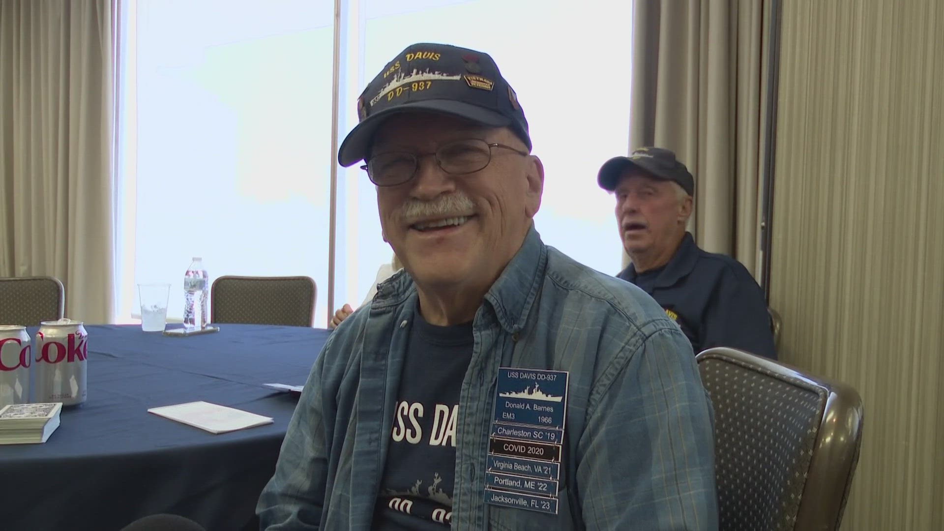 Donald Barnes says sailors were firing "day and night" on the firing line aboard the USS Davis to support ground troops.