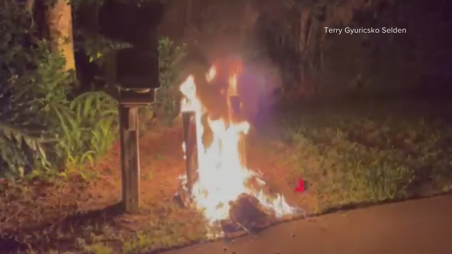 Neptune Beach Police are searching for a vehicle of interest and a man wanted for destroying mailboxes, setting them and other objects on fire on Nightfall Drive.