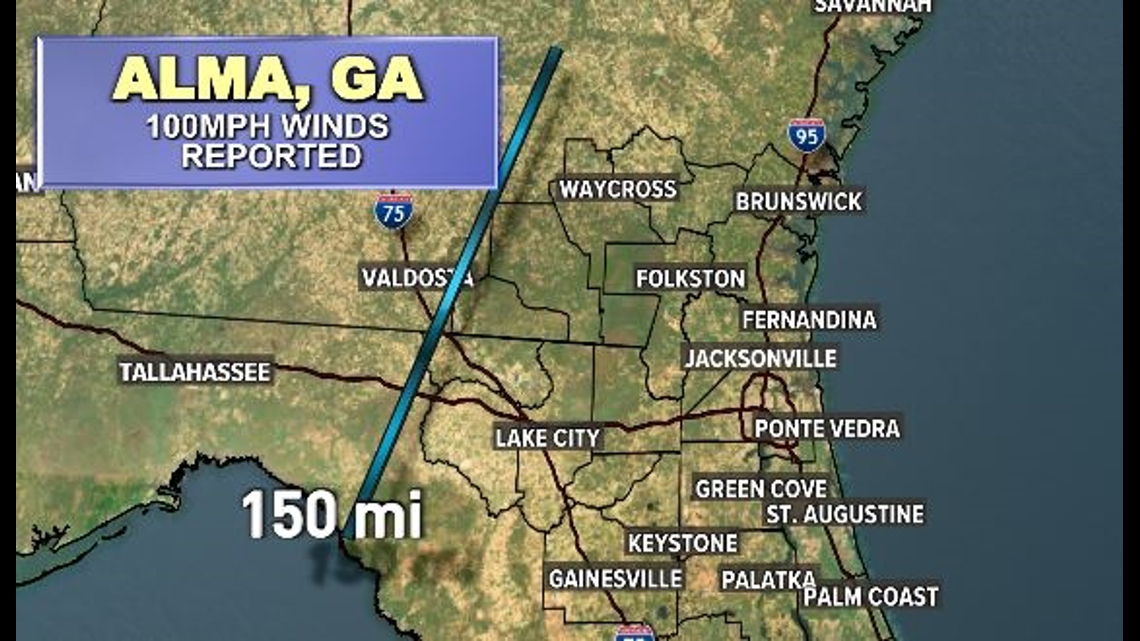 Where was the highest wind gusts recorded on the First Coast 