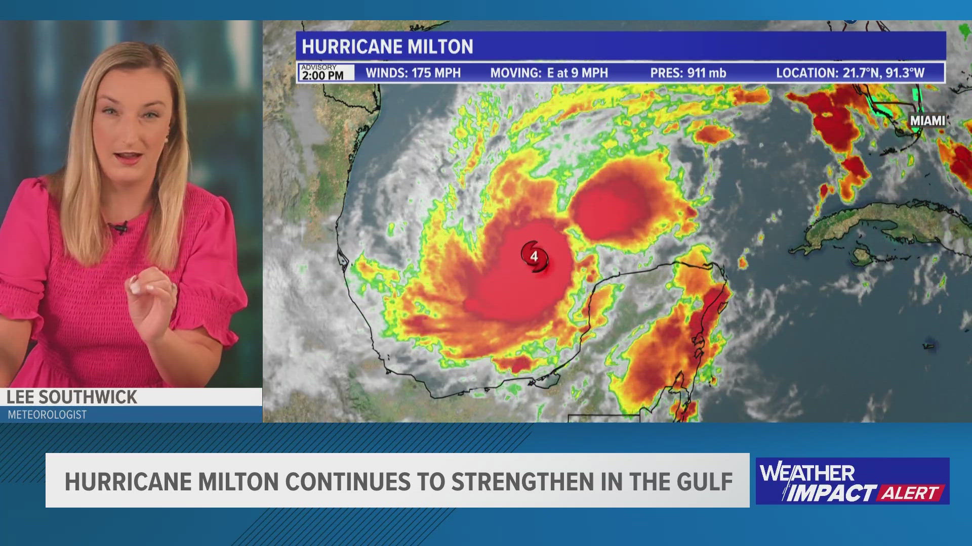 Hurricane Milton continues to strengthen in the Gulf of Mexico.