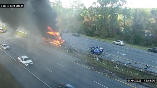 Heavy I-95 Northbound traffic near SR 206 after fiery crash involving ...