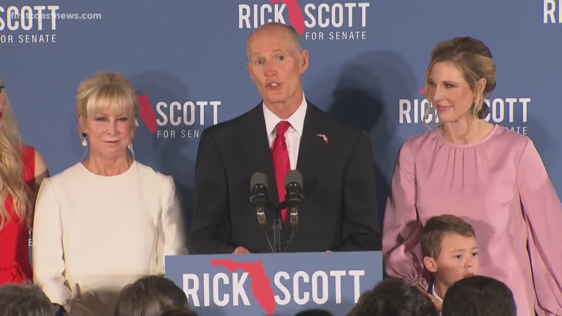 In a victory speech, Rick Scott announced his win over incumbent Nelson