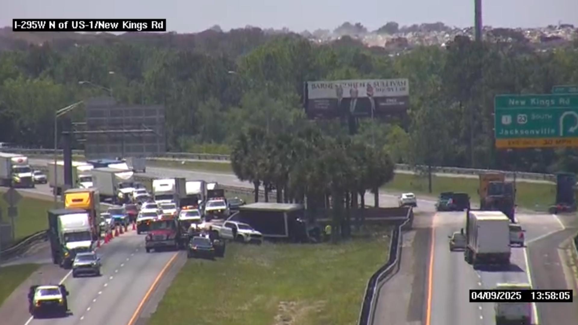 Crash causes all westbound lanes on I-295 at New Kings Road to close; 2 ...