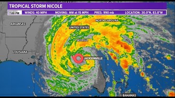 Tracking the Tropics:  Tropical Storm Nicole continues to impact the First Coast