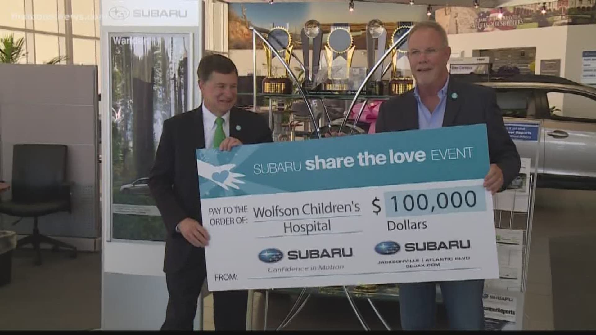 Subaru donates to Wolfson Children's Hospital