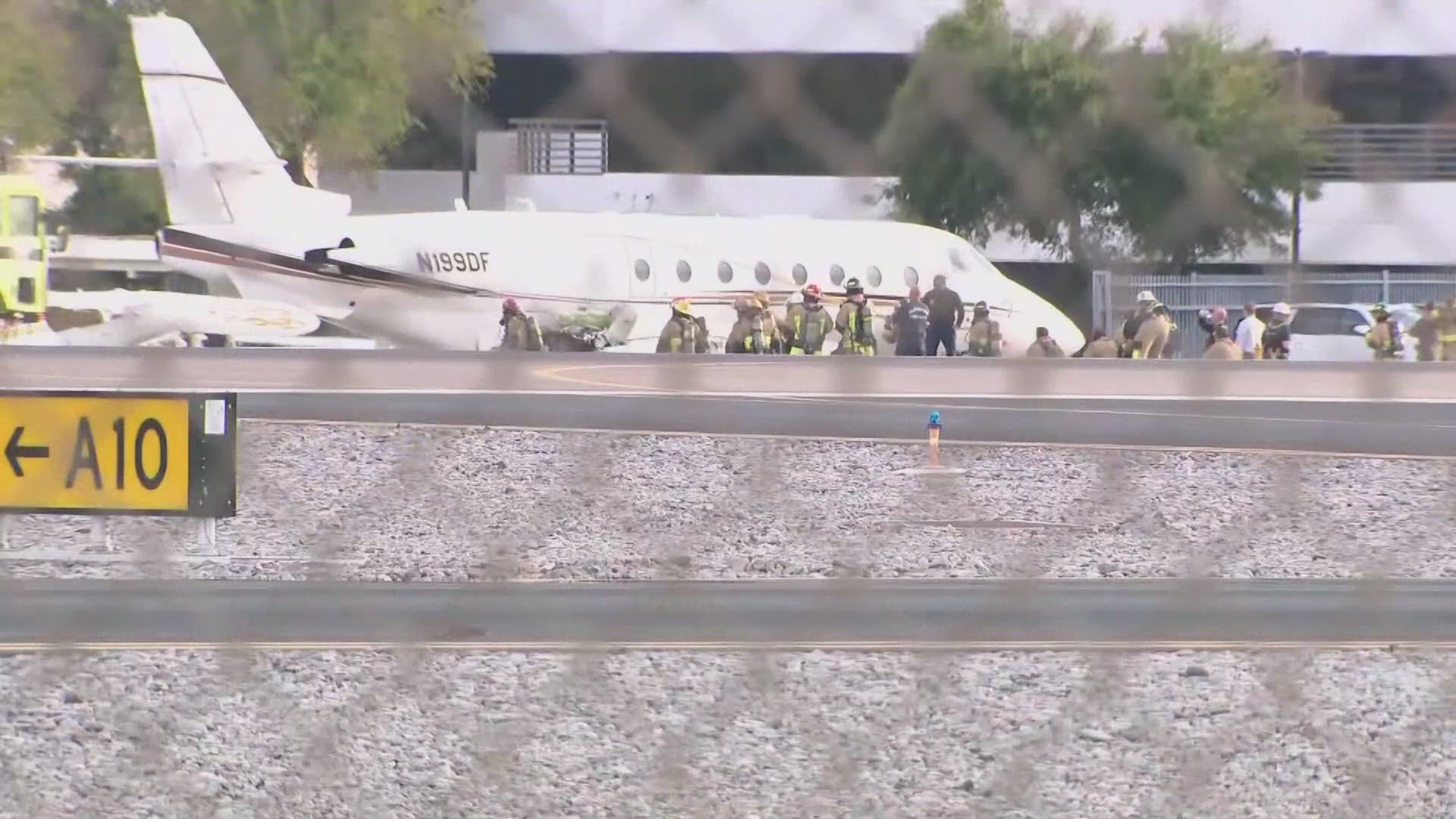 The runway was closed Monday afternoon after a jet crashed into another. One person died in the collision.