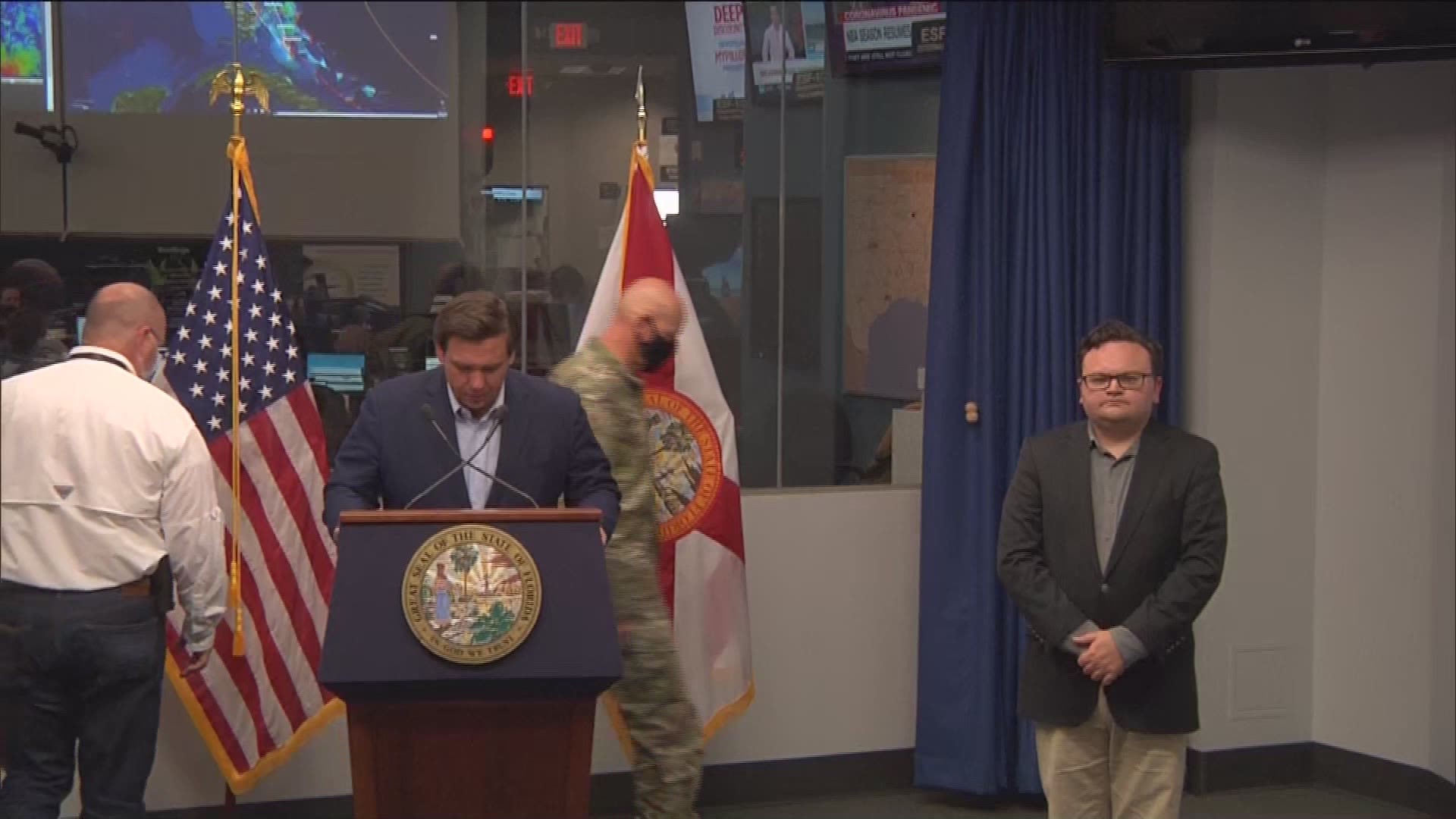 The governor spoke Saturday at 5 p.m. at the State Emergency Operations Center regarding Tropical Storm Isaias.