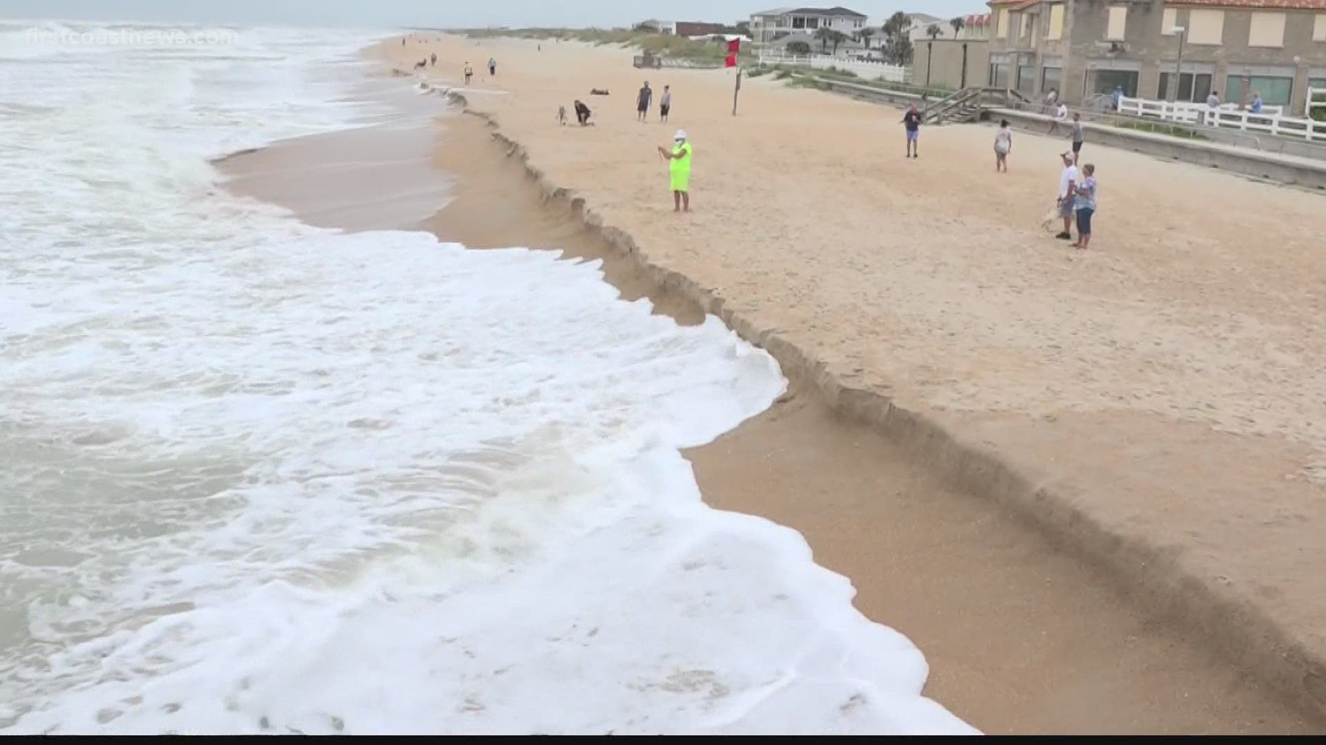 While the First Coast was largely spared from much rain or flooding, there were some impacts at the area's beaches, with high surf and erosion.