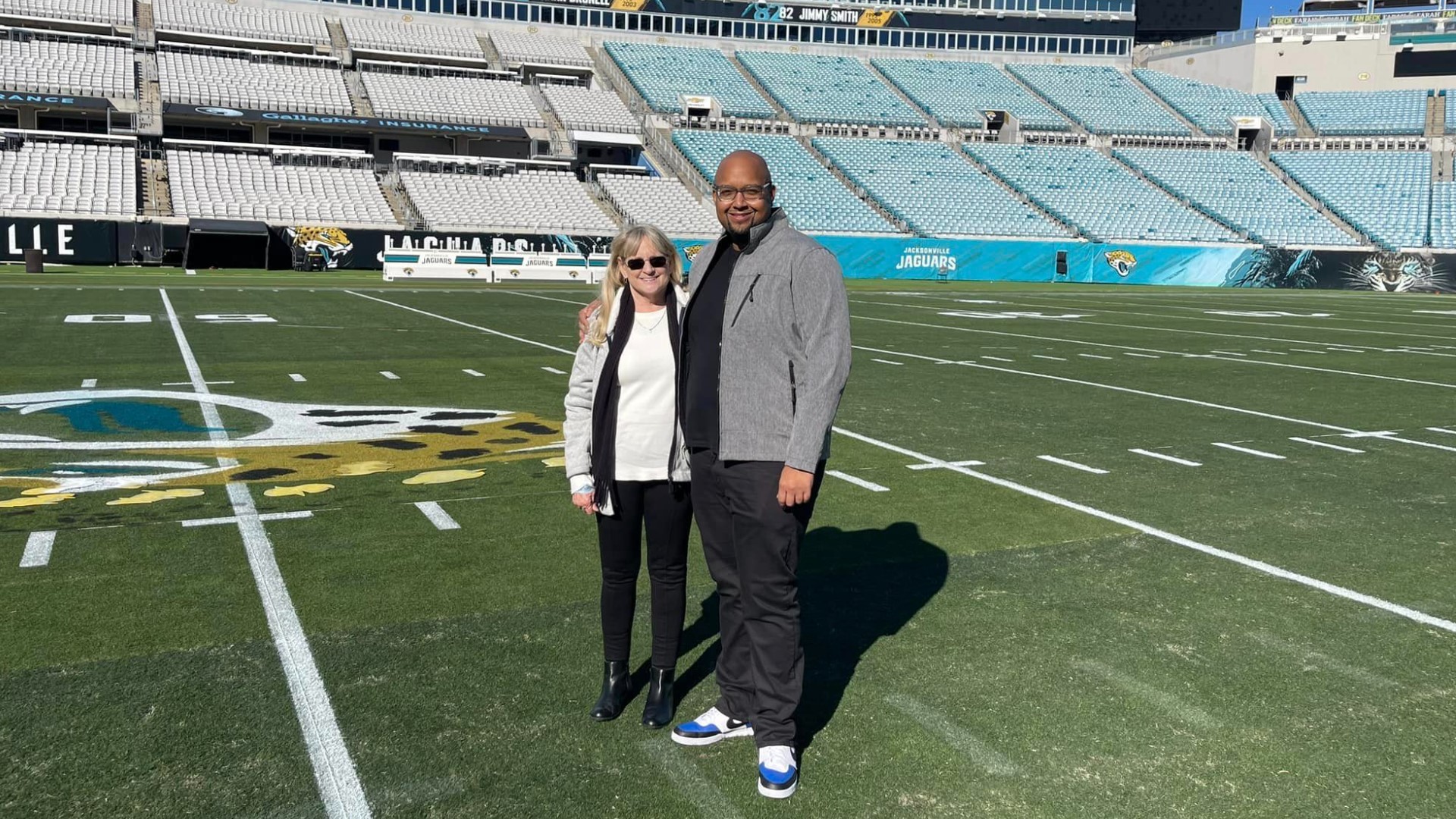 A Jacksonville woman's family asked Anthony Austin for help with an unusual birthday request. She wanted to see the field painted before a Jaguars game.