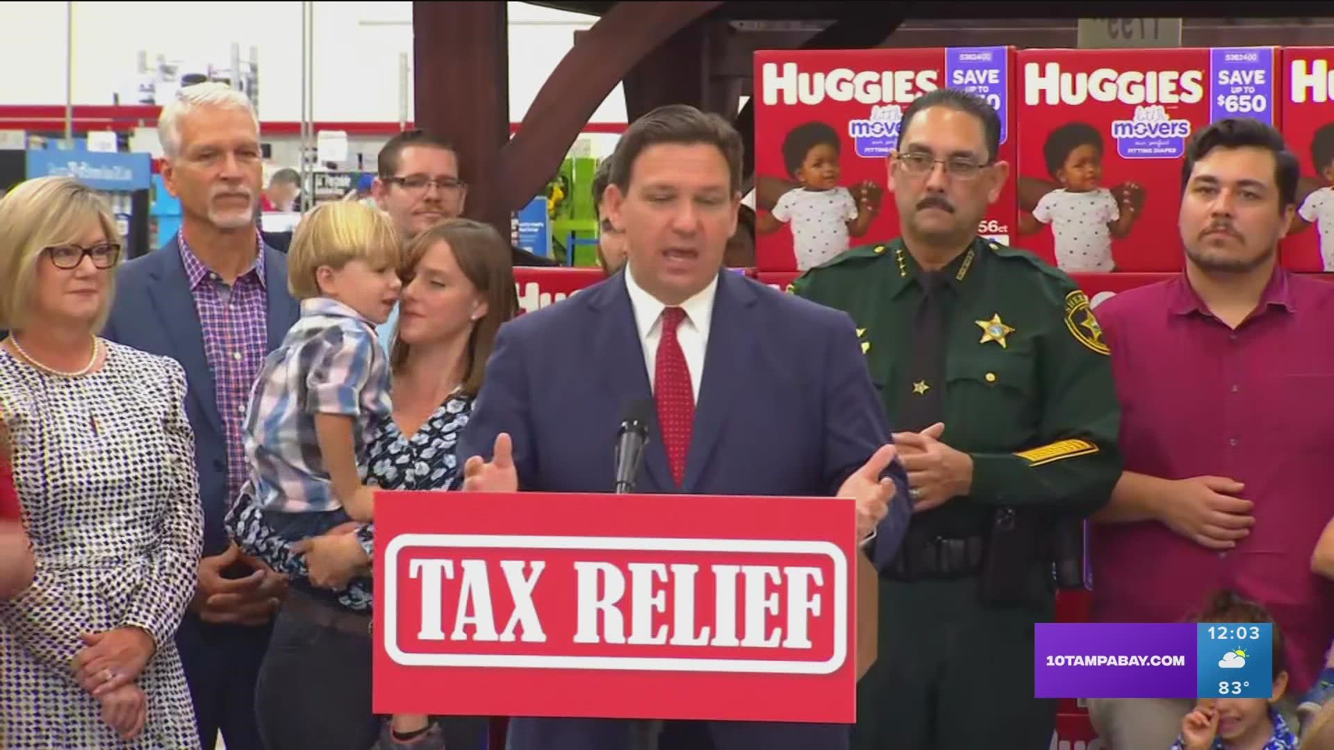 The governor called the bill "the largest tax relief in the history of the state of Florida."