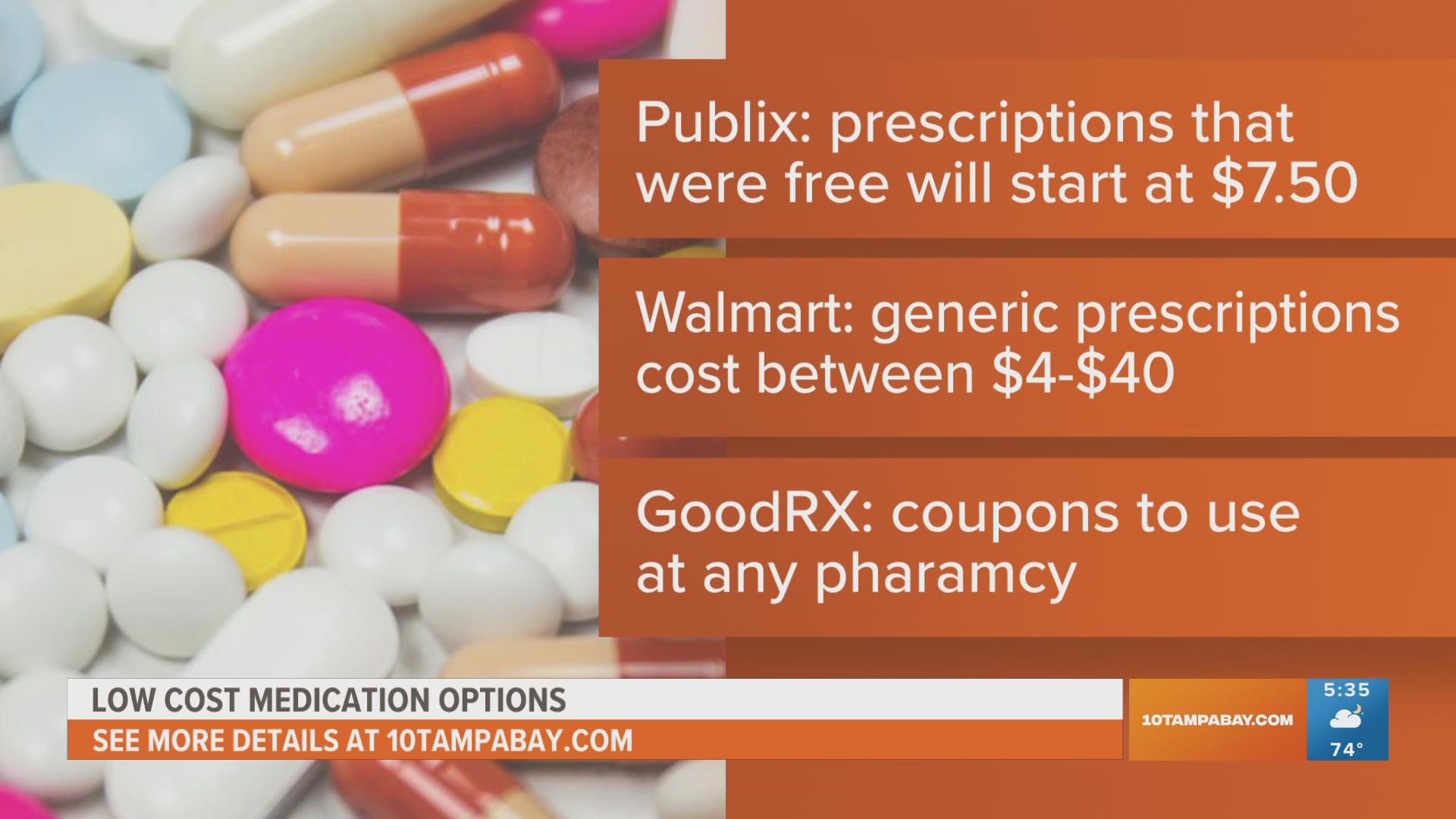 This summer, the grocery store pharmacy will no longer give prescriptions for free, but there are several options to find the same drugs for less.