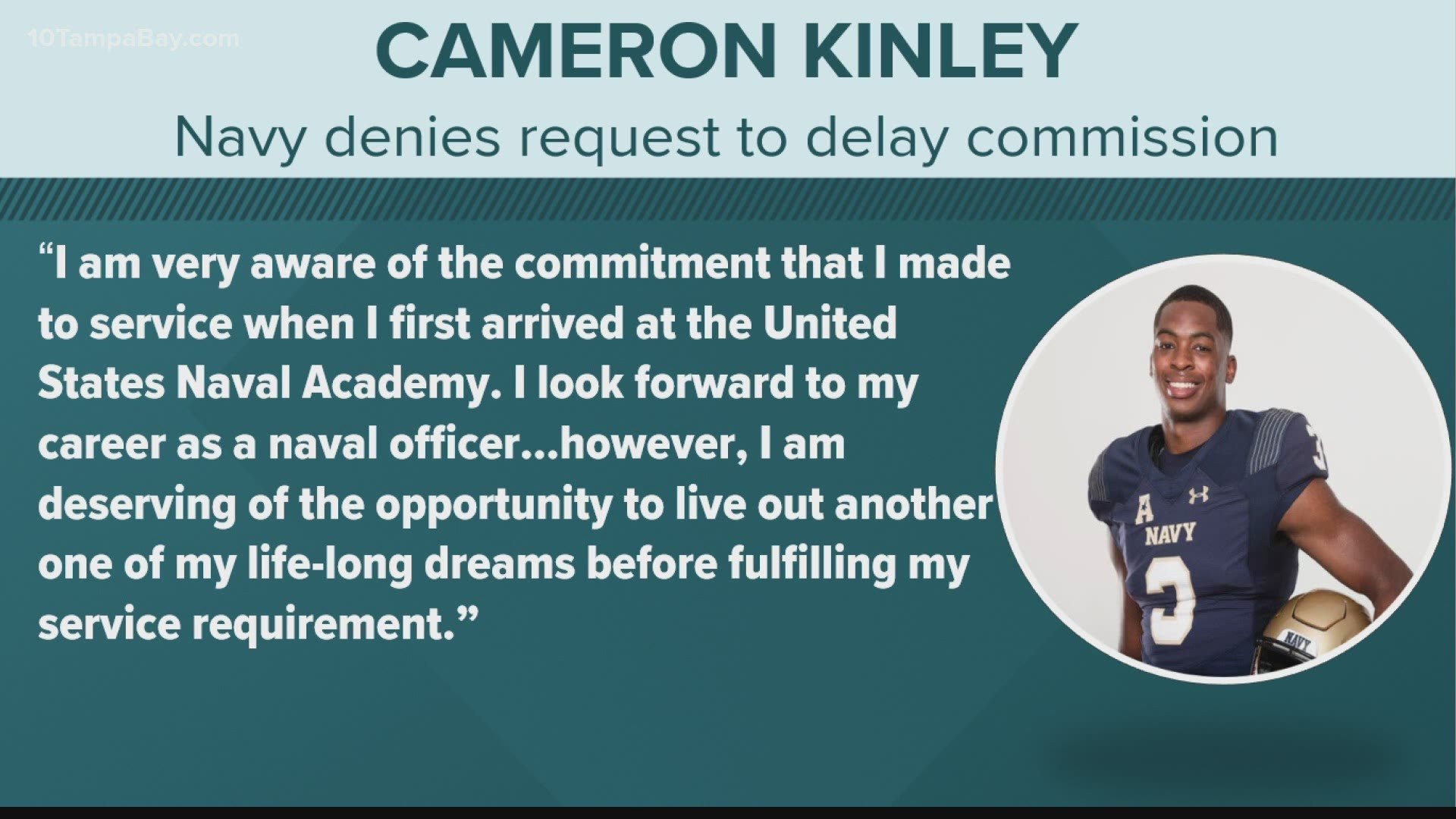 “I do not know why my request was denied, as I have received no written explanation for this decision," Kinley wrote.