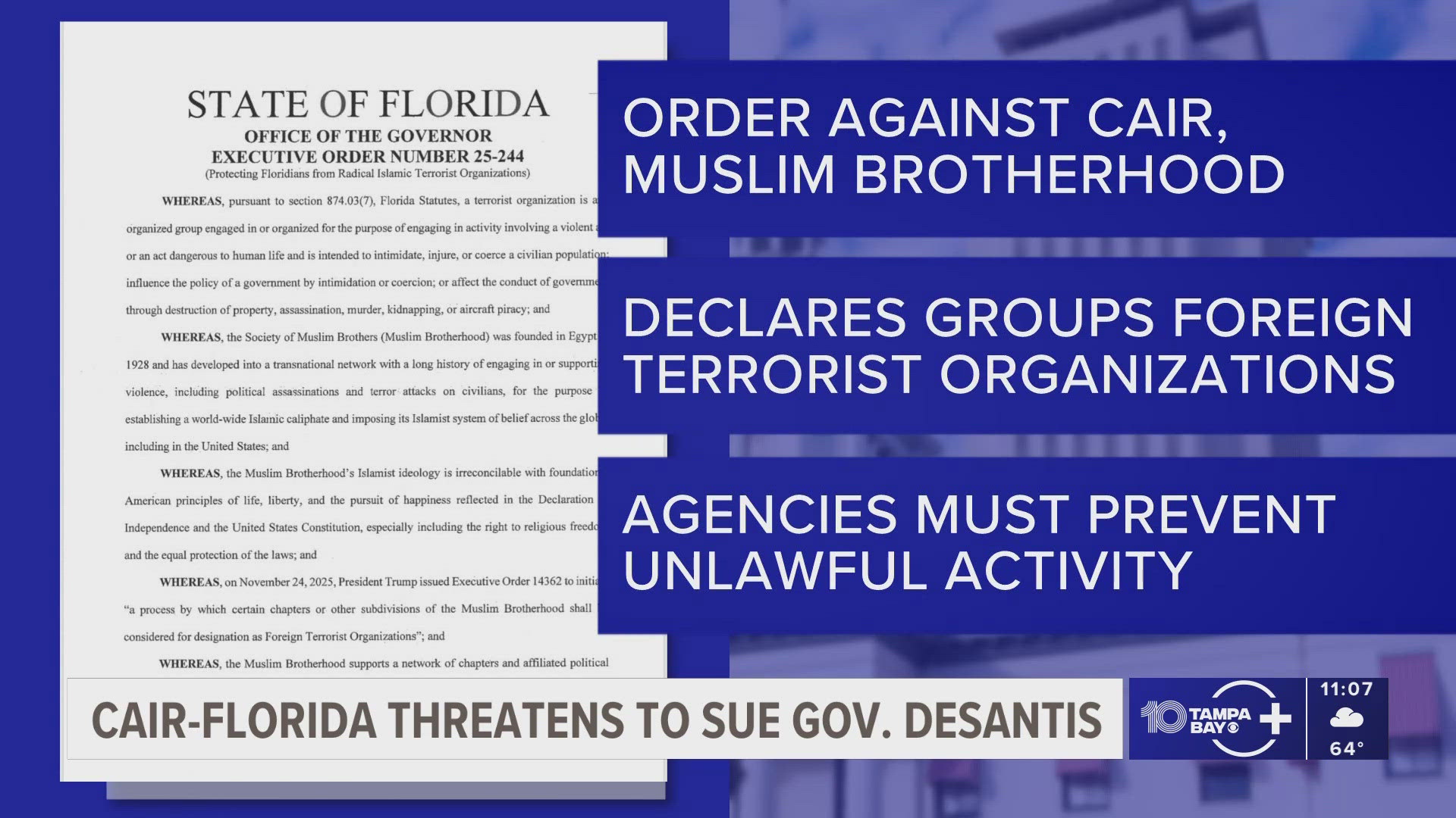 Florida Gov. Ron DeSantis on Monday designated one of the largest Muslim civil rights and advocacy groups in the U.S. a “foreign terrorist organization."