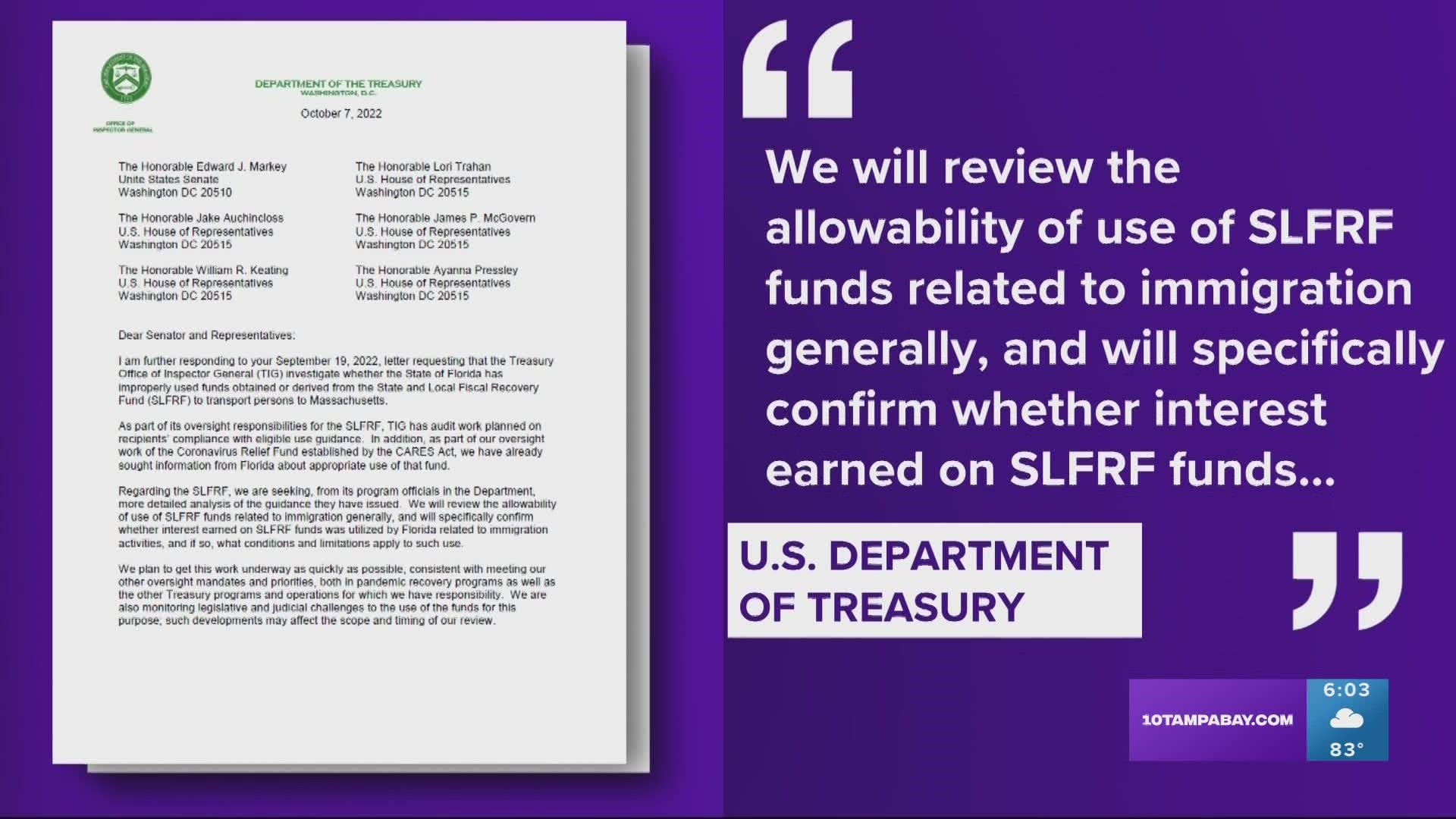 The money set aside for the state's migrant relocation program came from interest earned on federal COVID relief funds.