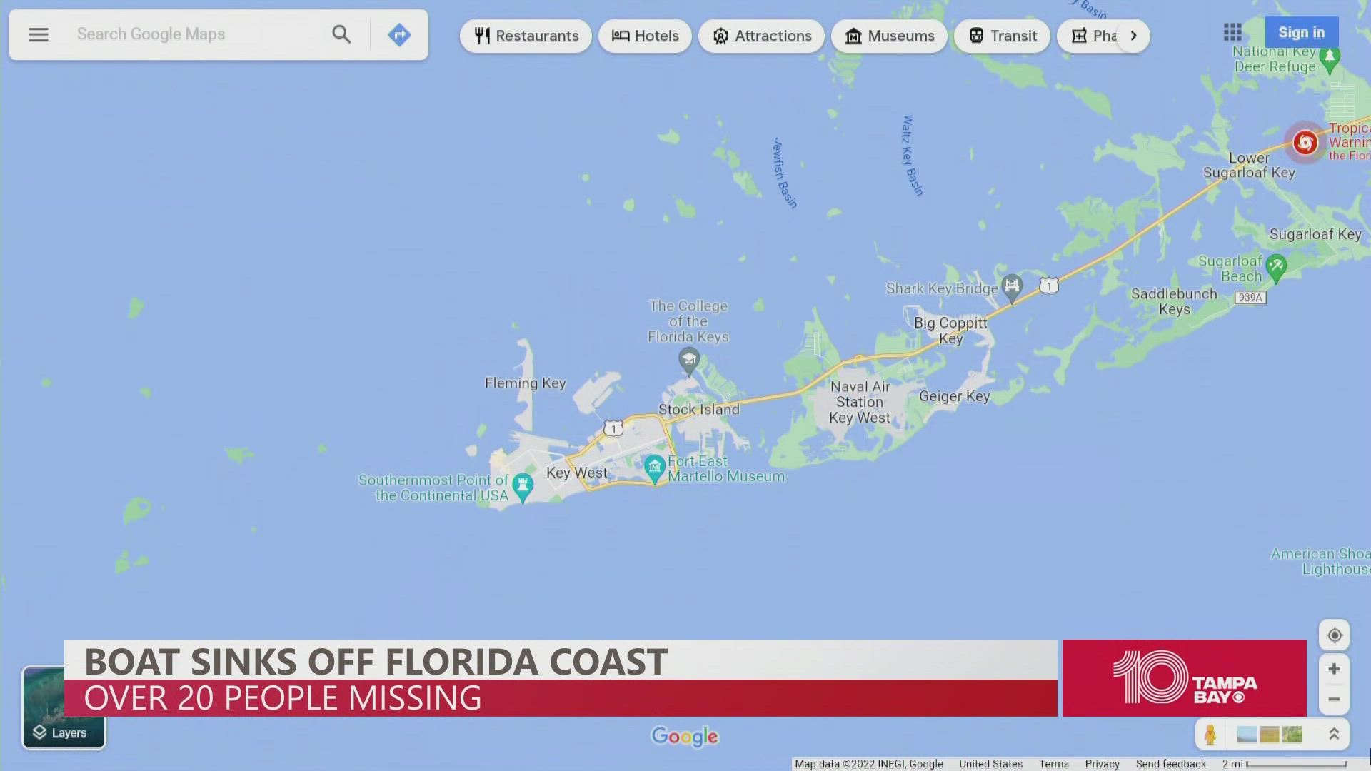 U.S. Border Patrol is searching for a missing vessel that sank off the coast of Florida.