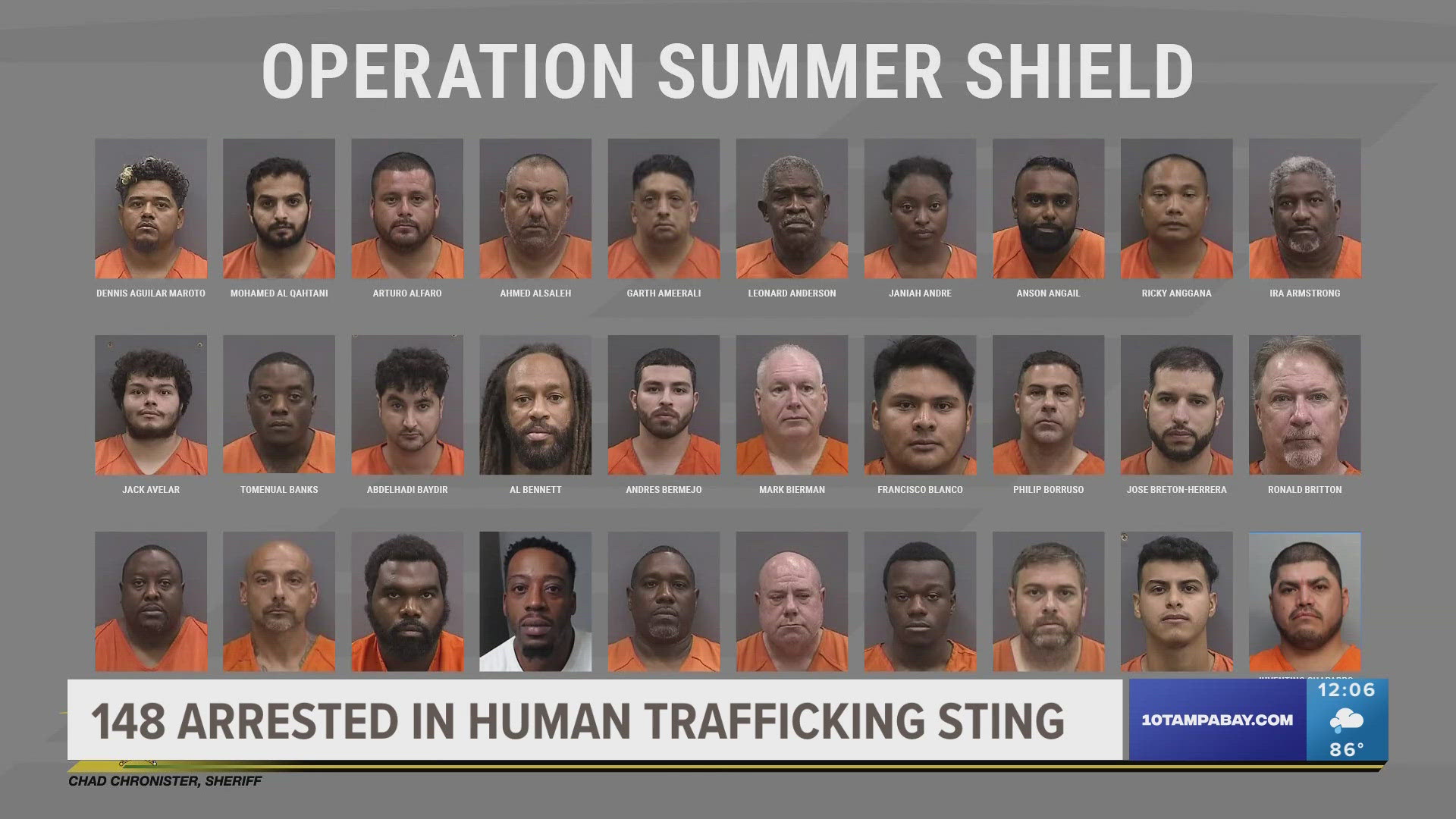 The Hillsborough County sheriff announced more than 100 arrests that led to the recovery of seven victims of human trafficking over the past three months.