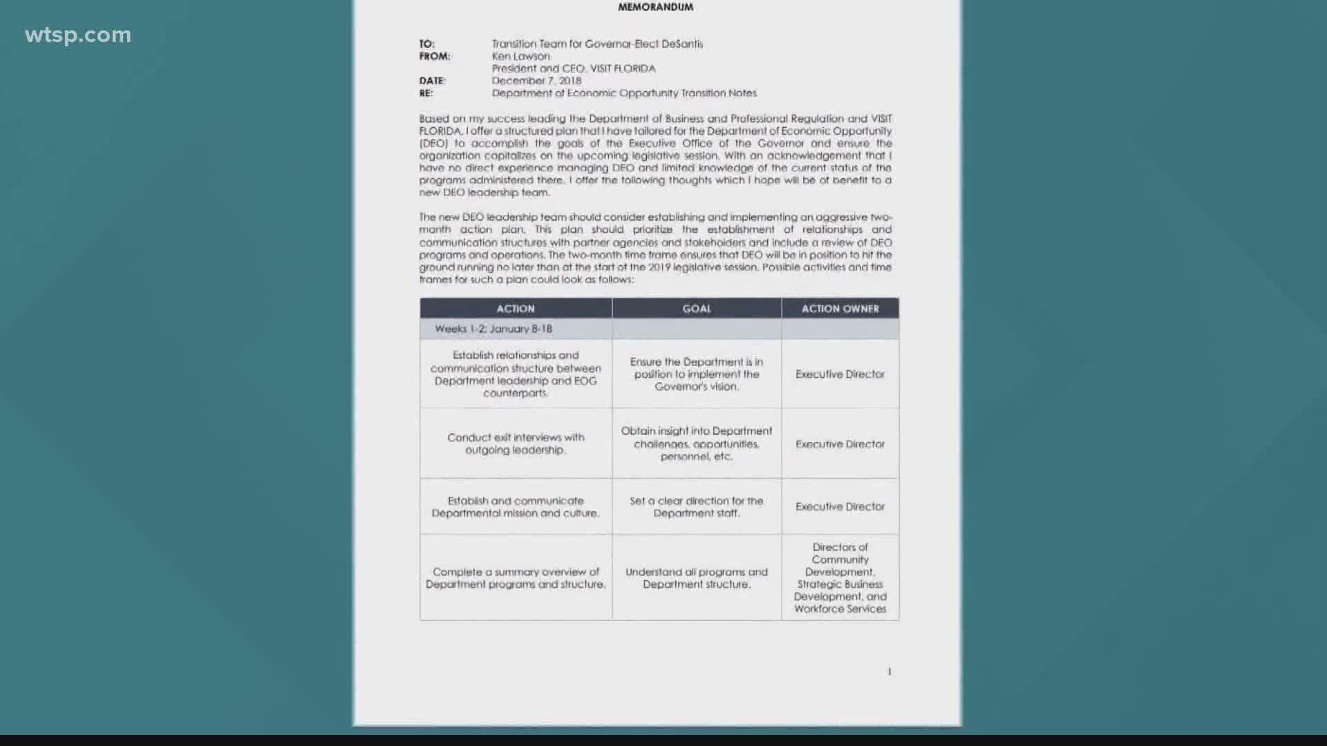 A memo sent to Gov. Ron DeSantis' transition team warned of a potential threat associated with the system's inability to handle an increase in volume.