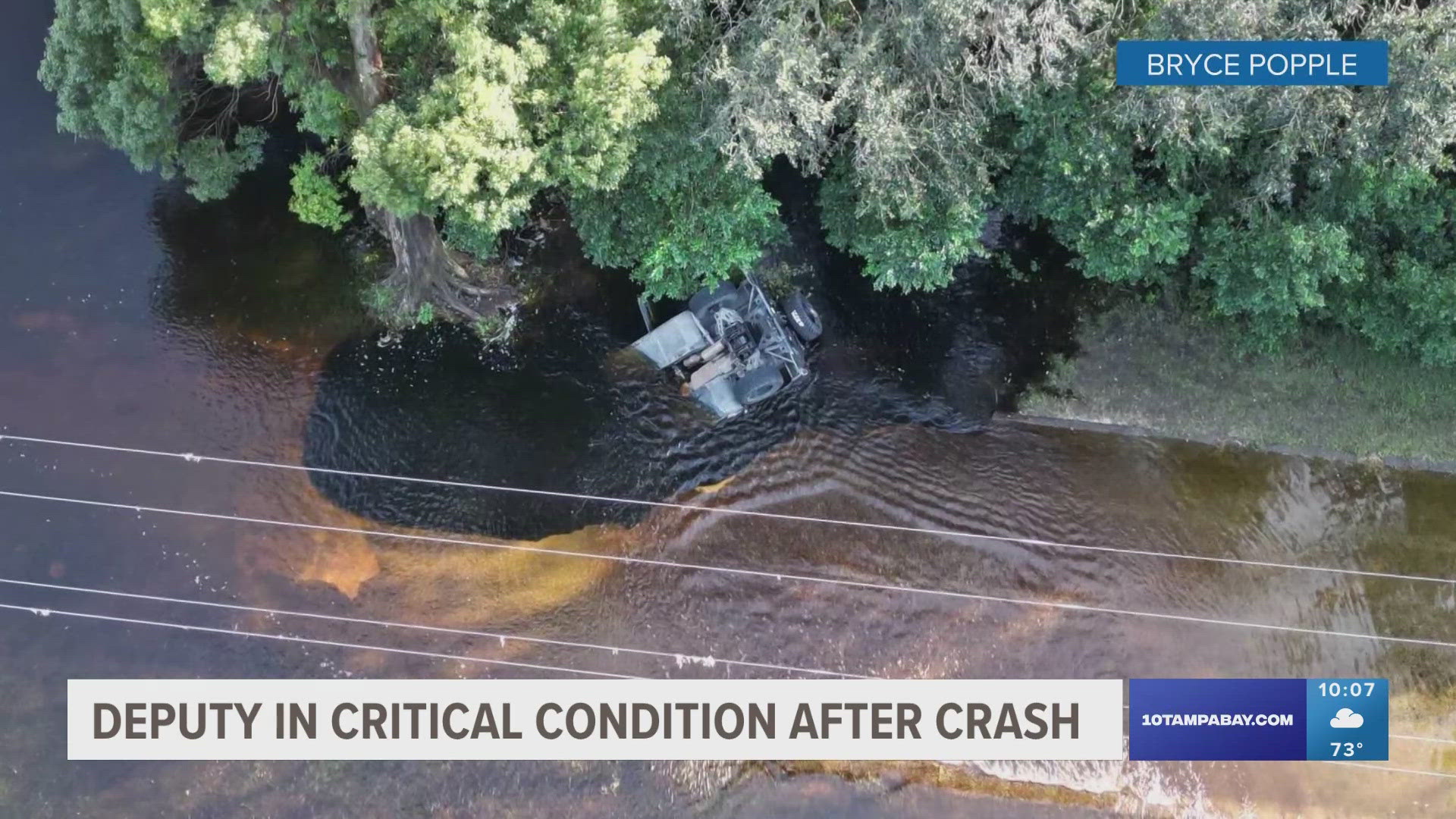 Pasco County deputy hospitalized after car overturns, submerges