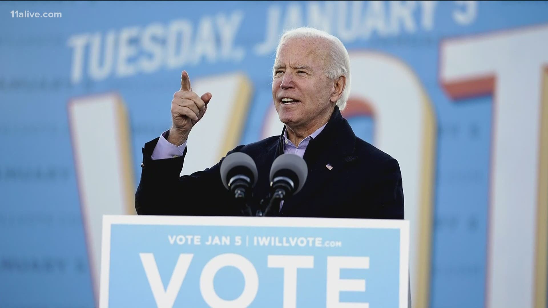 As the first Democrat to win the presidency in Georgia in 30 years, Biden said flipping the Senate to an even 50-50 could bring immediate relief.