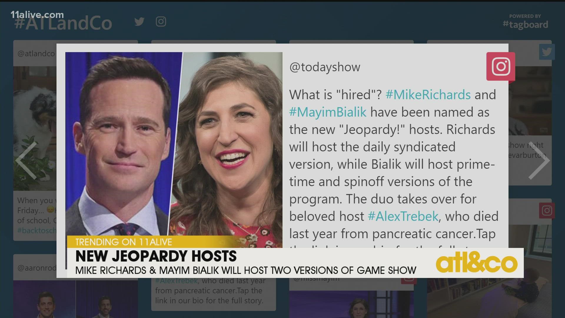 Exec. Producer Mike Richards will host the legendary game show in syndication and actress/neuroscientist Mayim Bialik will helm spinoffs and specials.