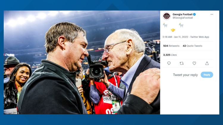 Two Champs: Kirby Smart, Vince Dooley share emotional moment after title game