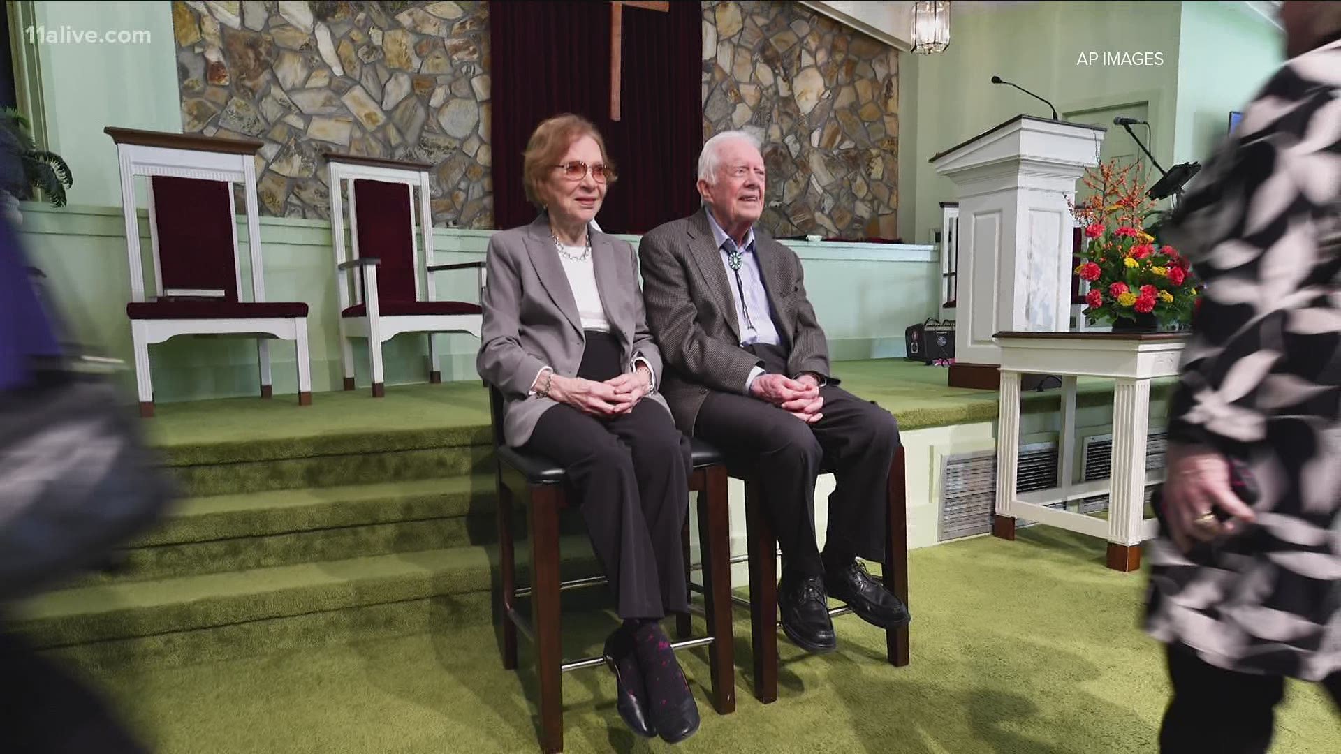 The 96-year-old former president and Rosalynn Carter are again attending worship in person.